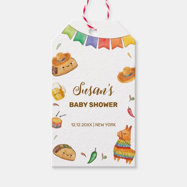 Kawaii Rustic Fiesta Taco Bout A Baby Shower Presentetikett (Framsidan)