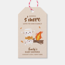 Kawaii Rustic S'more Kärlek Campfire Baby Shower Presentetikett
