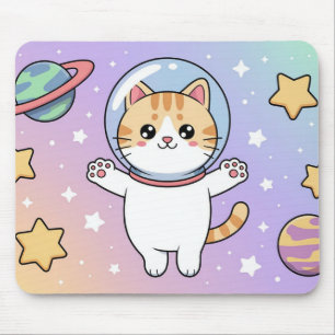 Kawaii rymdkatt astronaut musmadrass musmatta