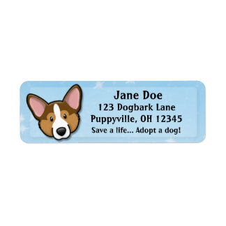 Kawaii Sable Cardigan Welsh Corgi Returadress Etikett