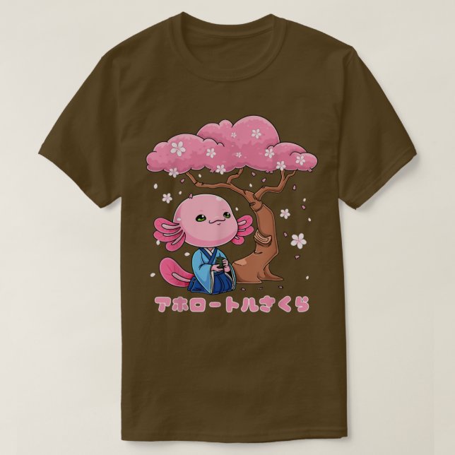 Kawaii Sakura Aolotl Japanska Sakura Aolotl Cherry T Shirt (Design framsida)