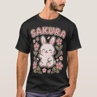 Kawaii Sakura Kanin Japansk Söt Kanin Körsbär T Shirt