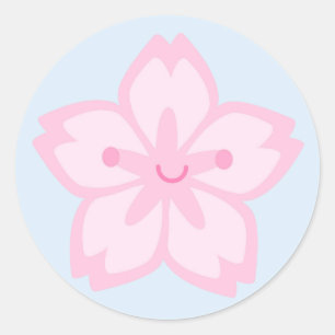 Kawaii Sakura körsbärsröd blommarblomma Runt Klistermärke