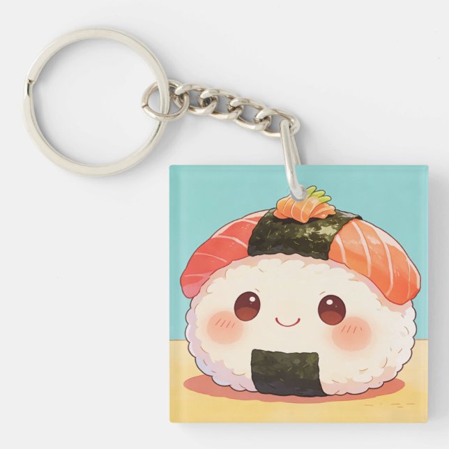 Kawaii Salmon Nigiri Keychain (Framsidan)