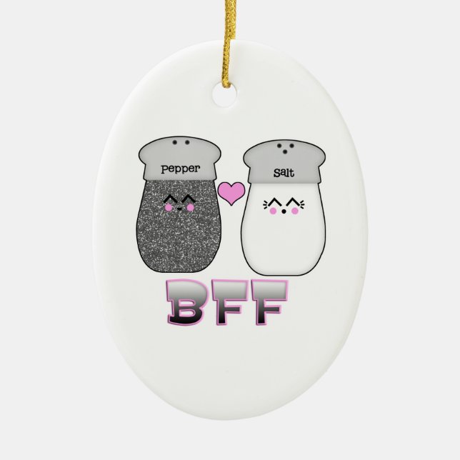 Kawaii Salt n Pepper BFF Julgransprydnad Keramik (Framsidan)