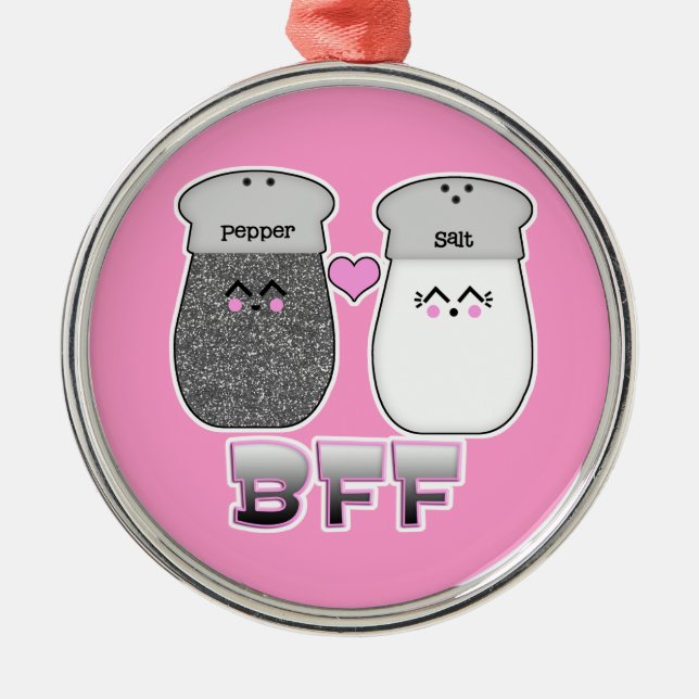 Kawaii Salt n Pepper BFF Julgransprydnad Metall (Framsidan)