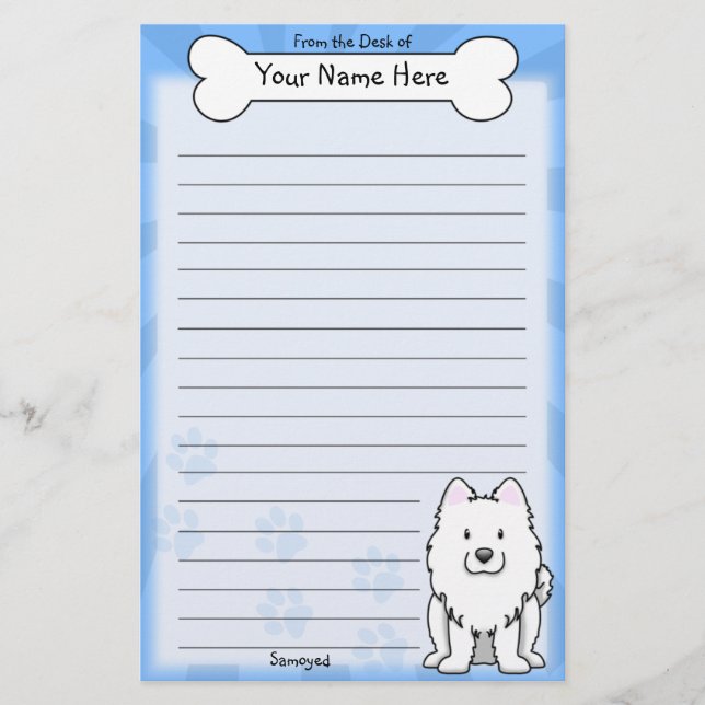Kawaii Samoyed Stationery Brevpapper (Framsida)