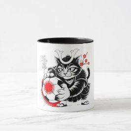 Kawaii Samurai Cat Soccer Gift for Anime Fans  Mugg