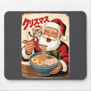 Kawaii Santa äter Ramen Nudlar Japansk Jul Musmatta