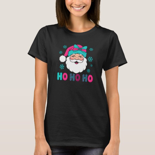KAWAII SANTA FACE LEOPARD HO HO T SHIRT (Framsida)