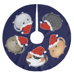 Kawaii Santa katter Julgransmatta Borstad Polyester