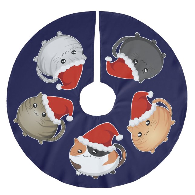 Kawaii Santa katter Julgransmatta Borstad Polyester (Framsidan)