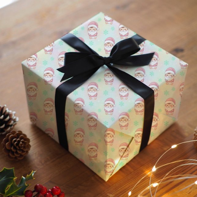 Kawaii Santa pastellmönster  Presentpapper (Skapare uppladdad)