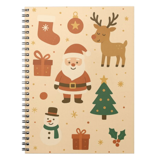 Kawaii Santa & Reindeer – Festive Christmas Anteckningsbok (Framsidan)