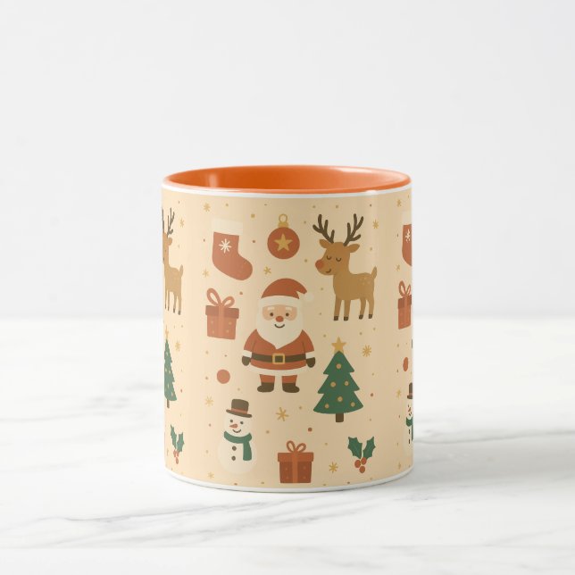 Kawaii Santa & Reindeer – Festive Christmas Mugg (Center)
