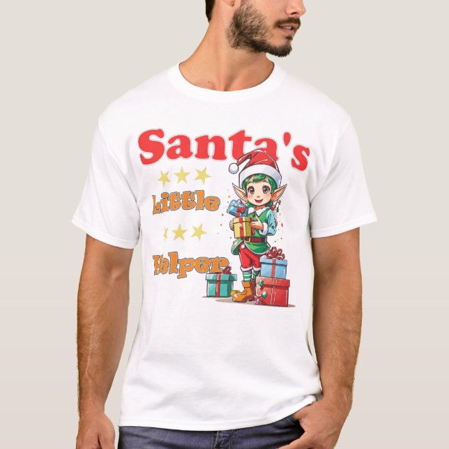 Kawaii Santa's Little Helper åt honom T Shirt (Framsida)