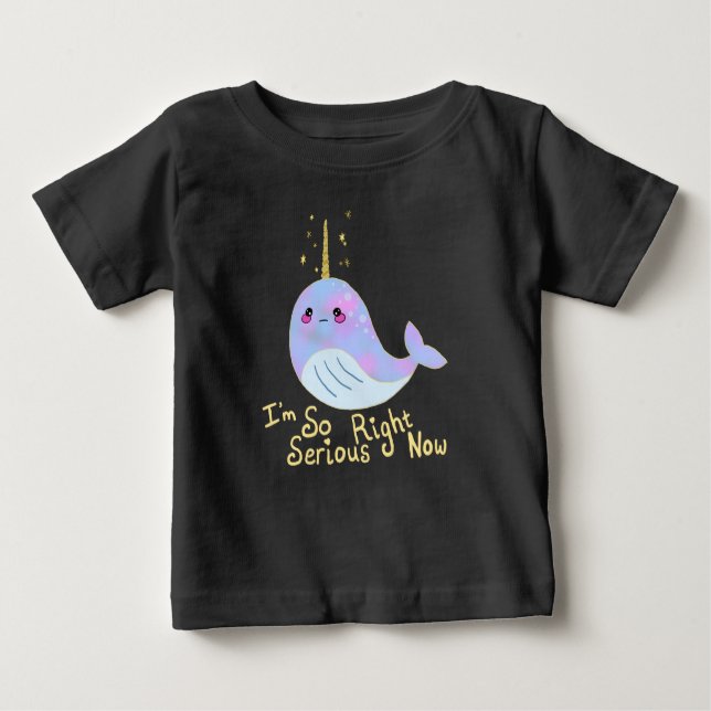 Kawaii Serious Narwhal T Shirt (Framsida)