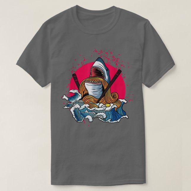 Kawaii Shark Japan Ramen Anime T Shirt (Design framsida)