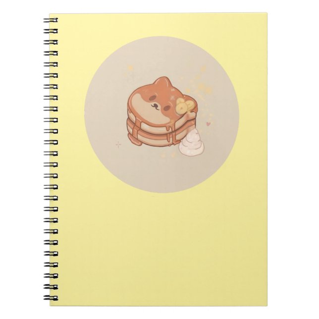 Kawaii Shiba Inu Bananas Pancakes Notebook Anteckningsbok (Framsidan)