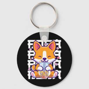 Kawaii Shiba Inu Hund Bubble Tea Boba Anime Gifts Nyckelring