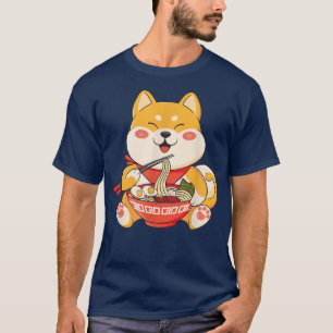 Kawaii Shiba Inu Hund Eat Ramen Cute Japan Anime D T Shirt