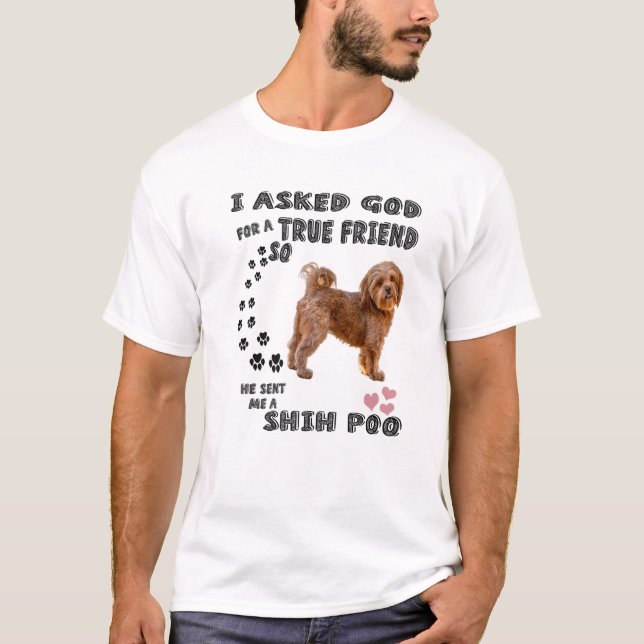 Kawaii Shih Poo Quote Mamma, Pooshi Pappa Art, Cut T Shirt (Framsida)