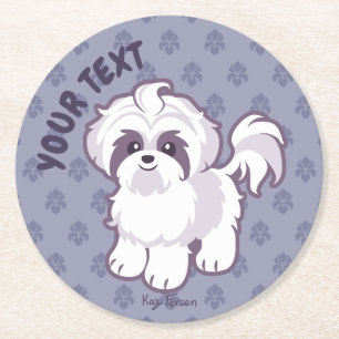 Kawaii Shih Tzu Underlägg Papper Rund