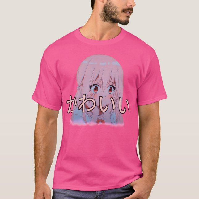 Kawaii Shy Girl T Shirt (Framsida)
