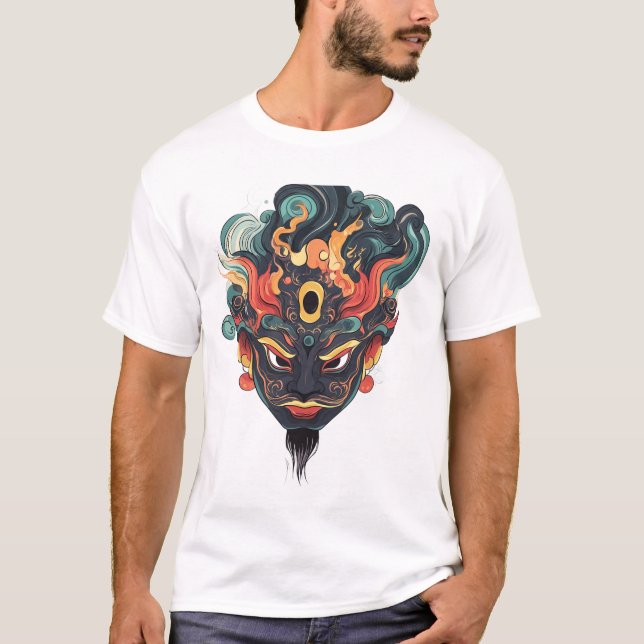 Kawaii Sichuan Opera Ansikte Mask T-Shirt (Framsida)