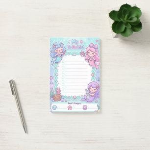 Kawaii Sjöjungfru Att Göra-Lista Personlig Anteckn Post-it Block