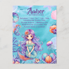 Kawaii Sjöjungfru Party Inbjudan Vykort