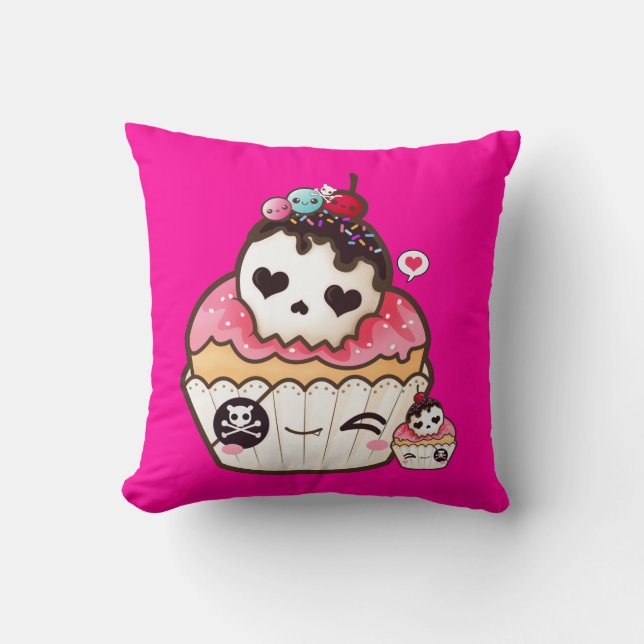 Kawaii skallemuffin kudde (Framsida)