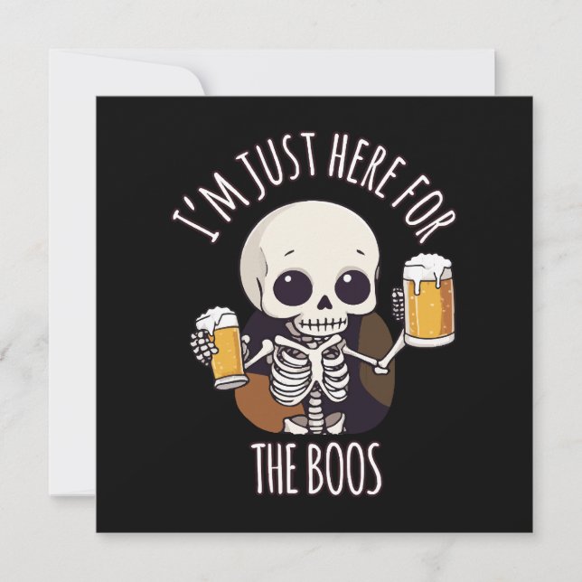 Kawaii Skeleton Halloween Oktoberfest Inbjudningar (Framsida)