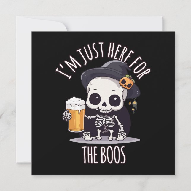 Kawaii Skeleton Halloween Oktoberfest Inbjudningar (Framsida)