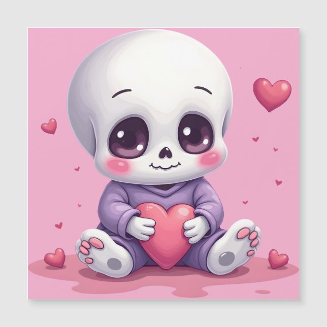 Kawaii Skeleton Holding Heart (Framsida)