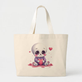 Kawaii Skeleton Holding Heart Jumbo Tygkasse