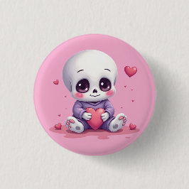 Kawaii Skeleton Holding Heart Knapp