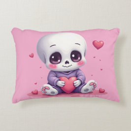 Kawaii Skeleton Holding Heart Prydnadskudde