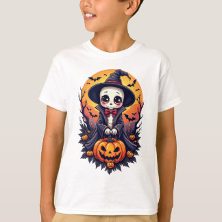 Kawaii Skeleton Witch med Pumpkin T Shirt