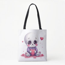 Kawaii skelett som håller hjärta