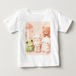 Kawaii Skogs Vänner Björn Groda och Kanin Nurserie T Shirt