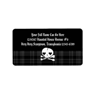 Kawaii Skull & Black Play Adressetikett
