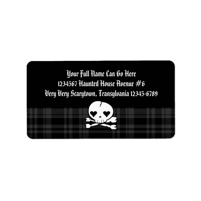 Kawaii Skull & Black Play Adressetikett (Framsidan)