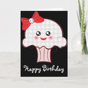 Kawaii Skull Cupkaka Birthday Kort