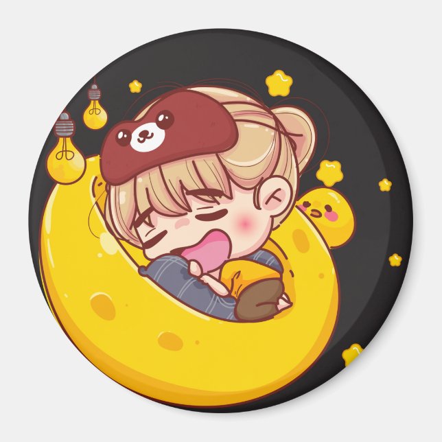 Kawaii Sleeping Girl Magnet (Framsidan)