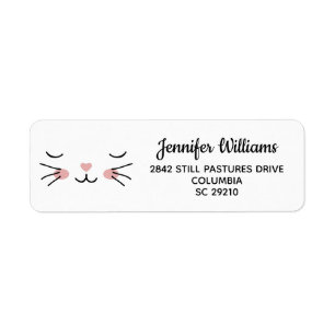 Kawaii Sleepy Cat Face Personalized Address Labels Returadress Etikett