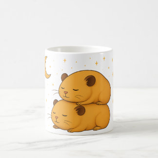 Kawaii sleepy dreamy cozy cartoon hamster moon kaffemugg