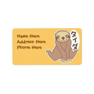 Kawaii Sloth Adressetikett