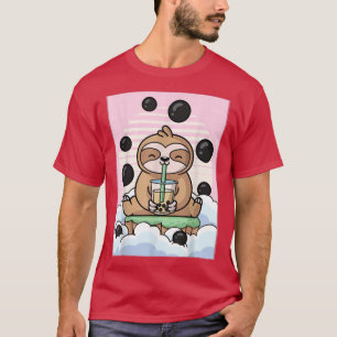 Kawaii Sloth Bubble Boba Mjölk Tea Japansk Aesthet T Shirt