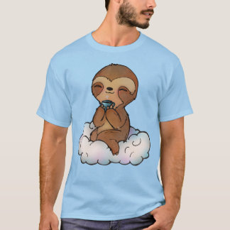 Kawaii Sloth på ett moln med en kakao T Shirt